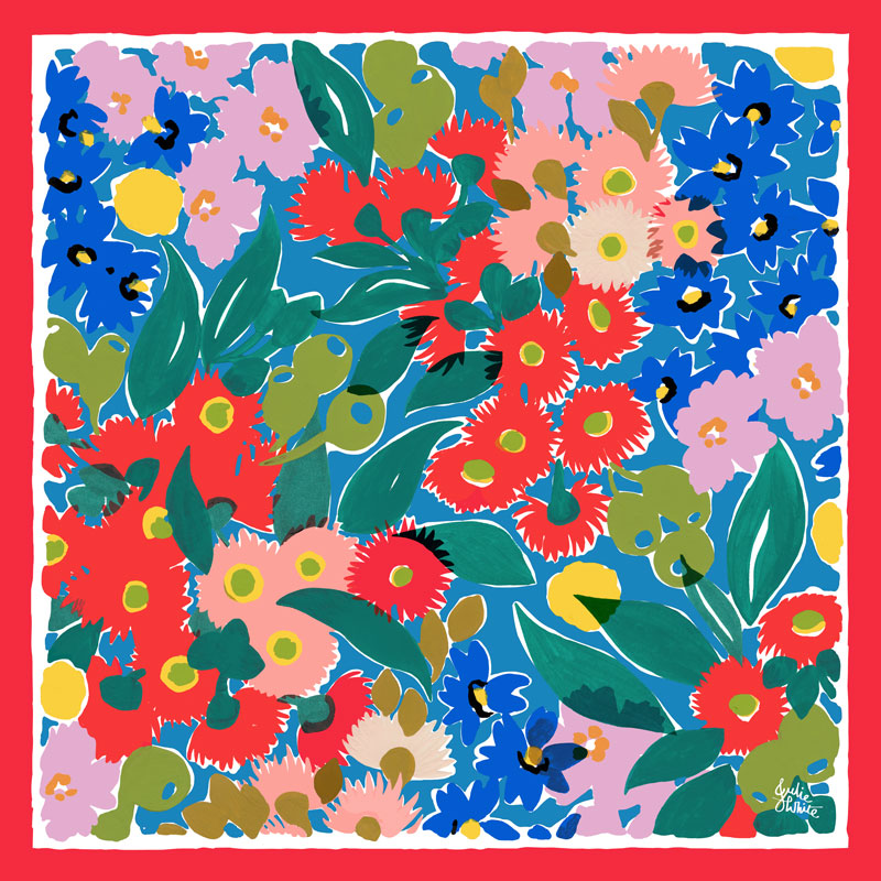 BUSH BLOOM RED - small scarf  ~ NEW