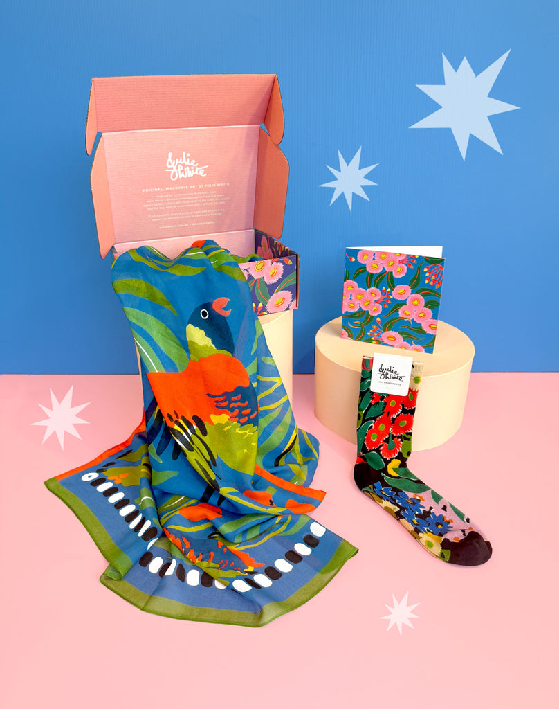 Gift Box Set - Large Rectangle Scarf + Socks