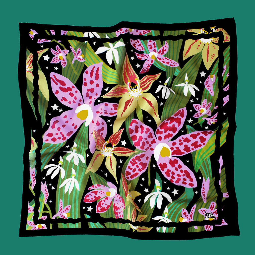 MIDNIGHT ORCHID - small scarf